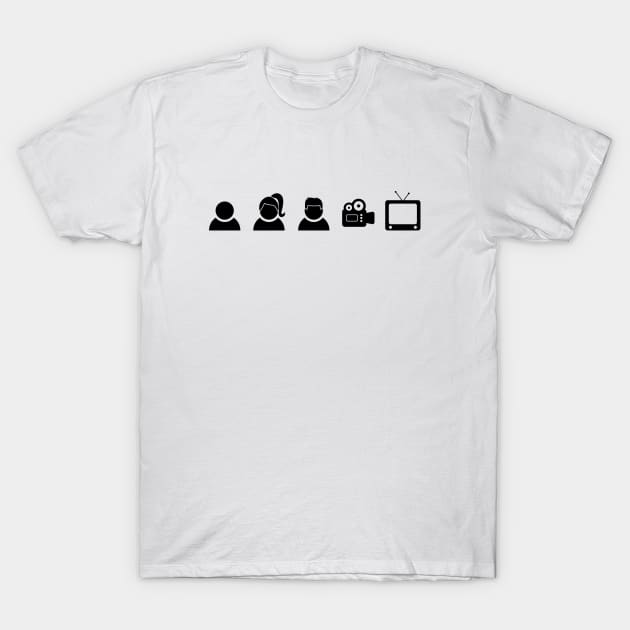 Person Woman Man Camera Tv Icon Black T-Shirt by felixbunny